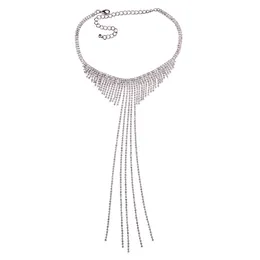 Fashionn Marka Pazur Kryształ Choker Naszyjnik Kobiety Rhinestone Tassel Instrukcja NecklaceSpendants Silver Wedding Chunky Naszyjnik Biżuteria 2017