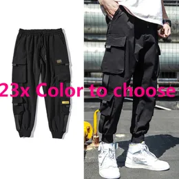Spring Hip Hop Joggers Men Black Harem Pants Multi-pocket Ribbons Man Sweatpants Streetwear Casual Mens Pant M-3XL Sweatpant Cotton Trouser