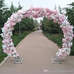 New cherry blossom+iron round stand lucky door full DIY wedding window party decor artificial flower cherry blossom +arch shelf AL02