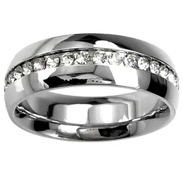 9K 9CT White Gold Filled with Crystal Men Women Wedding Ring R84 Sz 6-10