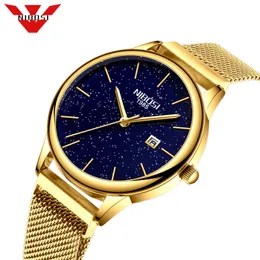 Nibosi kobiety zegarki kwarcowe zegarek ze stali nierdzewnej Kobieta zegarek złoto -blue damskie zegarki Top marka luksusowy zegar renogio feminino