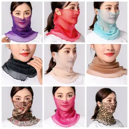 Silk Scarves Nowy Neck Sunscreen Twarzy Maska Letnie Maski damskie Wielofunkcyjne Jazda na świeżym powietrzu Oddychająca pyłoszczelna Zestaw głowy Wrap YP627