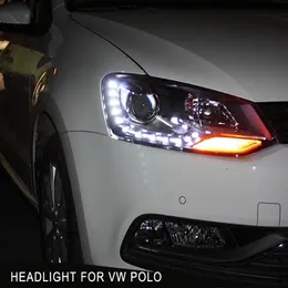 سيارة التصميم forVw بولو المصابيح الأمامية LED فينتو العلوي LED DRL اختبأ مصباح رئيس انخيل العين بي زينون اكسسوارات شعاع