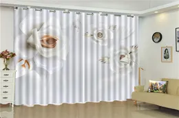 Tenda oscurante 3D all'ingrosso Tende trasparenti e semplici con fiori bianchi Tende belle e pratiche con stampa digitale 3D