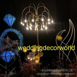New style cylinder tall candlestick crystal pillar candelabra wedding centerpieces with led light for wedding stage decor0992