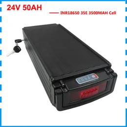 500W E Bateria rowerowa 24 V 50AH bateria litowa 24 V Rack stojak bateria ze stosowaniem światła tylnego INR18650 35E 3500MAH Cell 30A BMS