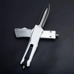 Maniglia d'argento A16 A16 Auto Tactial Knife 440C Doppio bordo Spear Point Blade Zinco-in lega di alluminio maniglie a maniglie