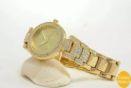 Hot Fashion Crystal Klockor Casual Full Steel Dial Style Ladies All Over The Sky Stars Diamond Rom Dial Style Gold Quartz Klockor