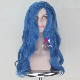 Descendants Evie Syntetic Long Wavy Blue Color Halloween Party Cosplay Wig6638314