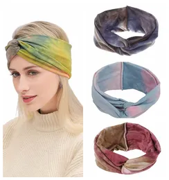 Bohemian New Elastic Girls Sport Hair Band Kvinnors Slips Dye Kors Huvudband Wide Edge Headdress 12 Färger