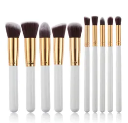 DHL Gratis 10PCS Makeup Borstar 10st Professionell Kosmetisk Borste Kit Nylon Hair Wood Handle Eyeshadow Foundation Tools