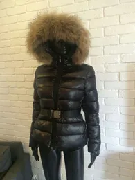 Kvinnor Winter Jacket Ladies Real Raccoon Fur Collar Duck Down Inside Warm Coat Femme med all tagg och etikett 19