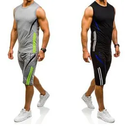 ZOGAA Mens Sweatsuits Summer Men Track Suit Two Piece Tops and Pants Joggers Set Sleeveless Sportswear Outfits for Men Clothing