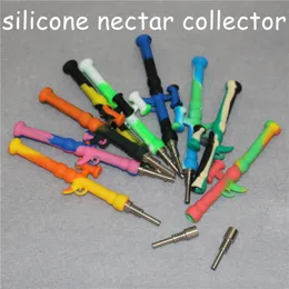 Smoking Silicone Nectar Pipes With 10mm Titanium Tip Food Grade Silicon Dab Collectors Portable Accessories