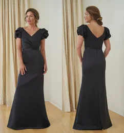 Gelinlikleri V Yaka Kısa Kollu Kanat Dantelli Wedding Guest Dresss Kat Uzunluk Akşam Elbise Siyah Mermaid Yasemin Anne