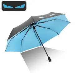 HOS Devil's Eye Parasol przeciwsłoneczny składany Czarny plastikowy parasol Parasol automatyczny Podwójnego zastosowania Ochrona przeciwsłoneczna UV W pełni automatyczny dorosły Prezenty dla dzieci