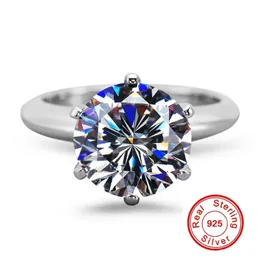 Lose Money Fine Jewelry Original Natural 925 Silver Rings Solitaire 6mm 2ct Sona Diamond CZ Stone Wedding Rings For Women gift