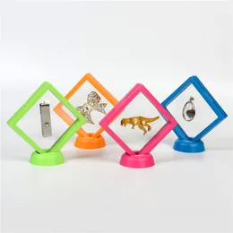 PET Membrane Floating Clear Arylic Packing Boxes Jewelry Ring Pendant Display Stand Holder Stone Floating Presentation Box