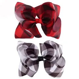 6 Inch JOJO Bow Christmas Hairpin Baby Girls Plaid Ribbon Hair Bows With Clips Barrettes Kids Boutique Hair Clip Children Hair Accessories
