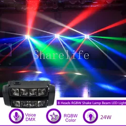 Sharelife 24W 8 Heads RGBW Shake Beam Lamp DMX Sound for KTV Club Bar DJ Light Home Gig Party Show Stage Lighting Effect X-117