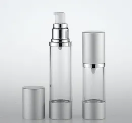 Neue 30 ml nachfüllbare luftlose Lotion Pumpenflasche mit Silberpumpe Aluminium über Kappe luftlose Kosmetikcremespumpenbehälter SN1116