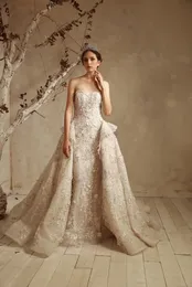 Abiti da sposa sirena di Tony Ward con applique 3d-florali rimovibili a cuore-floro per le gocce da sposa abiti da sposa su misura realizzati personalizzati