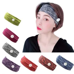 shipping Buttons Headband for Mask Women Sport Yoga Elastic Headband Headwrap Solid Color Head Band Girl Gym Exercise Sweat band