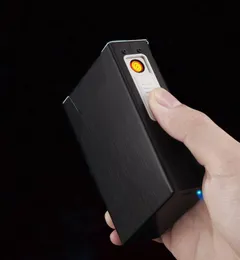 Ny aluminiumlegering USB-laddning Lättare cigarettväska Portable Flip Over Innovativ design för cigarettrökpipor Flera användningsområden