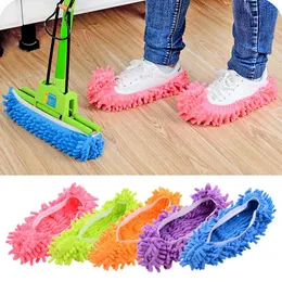 Fashion Lazy Clean Mop Slipper Floor Candy Color Washable Reusable Microfiber Shoe Cover Candy Color Soft Clean Shoe Cover LX1937