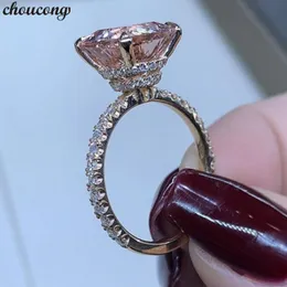 choucong Anello fatto a mano taglio cuscino 2ct cristallo cz oro rosa riempito argento 925 anelli di fidanzamento fede nuziale per gioielli da donna