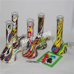 BIG straight 15 inches colorful glass bongs with silicone dab pad water pipe boro dab rigs with 14 mm joint