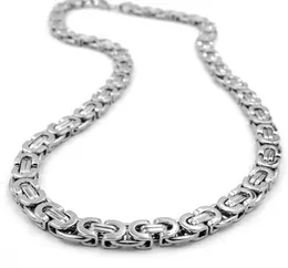 Moda grube srebrne naszyjniki naszyjnik ze stali nierdzewnej Unisex bizantyjski Link srebrny łańcuszek mężczyźni kobiety srebrne grube naszyjniki kochanka prezent