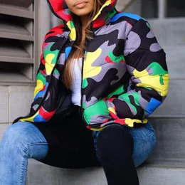 Colorful camo puffer jacket hotsell