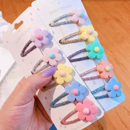 Cukierki Kolor Klipy Dziecięce Śliczne Dziewczyny Klipy Włosów Kwiat Cartoon Kids Barrettes Moda Projektant Akcesoria do włosów Dziewczyny HairClips