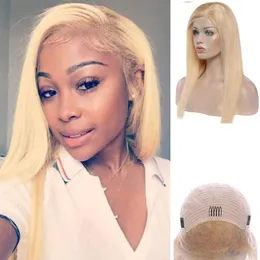 Malezyjskie ludzkie włosy koronkowe przednie peruki proste dziewicze produkty do włosów 613 Kolor Blond Peruka Remy Hair 8-28 cala