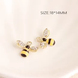 Crystal Bee Enamel Alloy Gold Plated Color Charms Pendants for Handmade Diy Earrings Necklace Key Chain Bracelet Jewelry Making Accessories