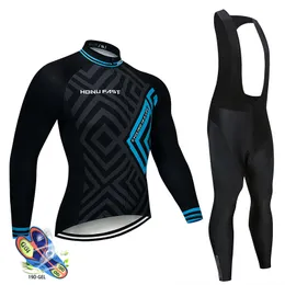 2019 männer Radfahren Jersey langarm set Fahrrad Kleidung Maillot Ropa Ciclismo Hombre Fahrrad Tragen 19D GEL trägerhose roupa ciclismo