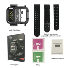 Full Body Protected Straps IP68 Waterproof Cases Sealed Shockproof Cover For Apple Watch Band Watchstrap iWatch Series 3 42mm and 654 44mm