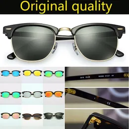 مصمم نظارات شمسية أعلى جودة نادي العدسات الزجاجية الحقيقية إطار إطار UV400 Sun Lenses Sun Glasses Oculos