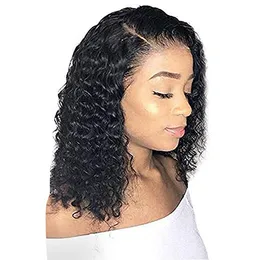 10A Malaysisk Pixie Cut Wig Human Hair Short Curly Bob Parykar, 13x4 Transparent Lace Front Wig Pre Plocked För Kvinnor Naturlig Svart Färg 8 tum