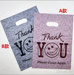 Wholesale-200pcs/lot "thank you" Printed Plastic Recyclable Useful Packaging Bags Shopping Hand Bag Protable Boutique Gift Carrier
