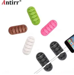 Multipurpose Desktop phone Cable Winder Earphone clip Charger Organizer Management Wire Cord fixer Silicone Holder 5 slot Strip