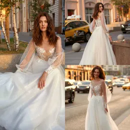 Papilio 2019 Czeski Suknie Ślubne Koronkowe Aplikacje Z Długim Rękawem Tulle Suknie Ślubne Plus Size Plaża Boho Wedding Gown Vestido de Novia