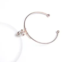 Wholesale-New rose gold shrink open bracelet for women simple and versatile accessories zircon bear bracelet