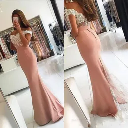 2019 nowy Best Selling Syrenki Suknie Wieczorowe Wzierze Off Aplikacje Ramię Sweep Train Modest Prom Party Suknie Vestidos Plus Size Dostosowane