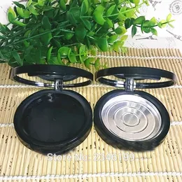 30pcs/lot Empty Blusher Mirror Case, Round 58.5mm Eyeshadow Makeup Case with Mirror, Matte Black Lip Gloss Pressed Powder Case