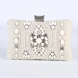 Handväskor Gemstone Evening Bag Pearl Classic Handmade pärlbag Bankett Koppling Women Party Handväska