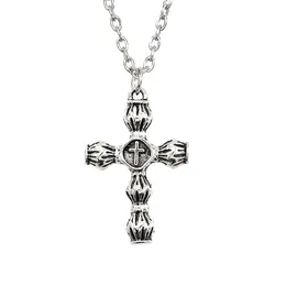 Vintage Fashion Street Hip Hop Geometric Gold Silver Alloy Faith Style Angel Cross Shape Par Necklace For Men Gift