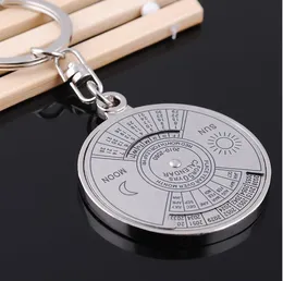 50 Years Perpetual Calendar Keyring Keychain Silver Alloy Key Chain Ring