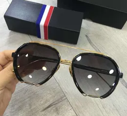 Luxury-Pilot Solglasögon Svart Guld / Grå Gradient Lense SonnenBrrille Occhiali Da Sole Designer Solglasögon Solglasögon Ny Wib Box